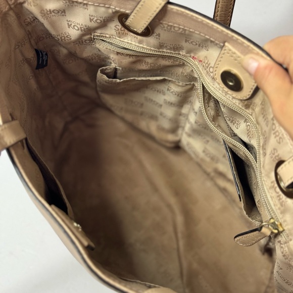 Michael Kors Leather Bag Jet Set Tote Handbag Shoulder Purse Tan - Picture 11 of 13